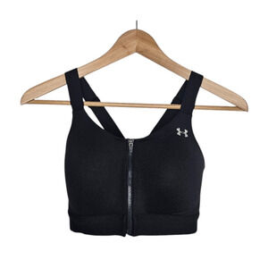 Under Armour Womens 34C Eclipse High Impact Front Zip Sports Bra Black HITT Gym